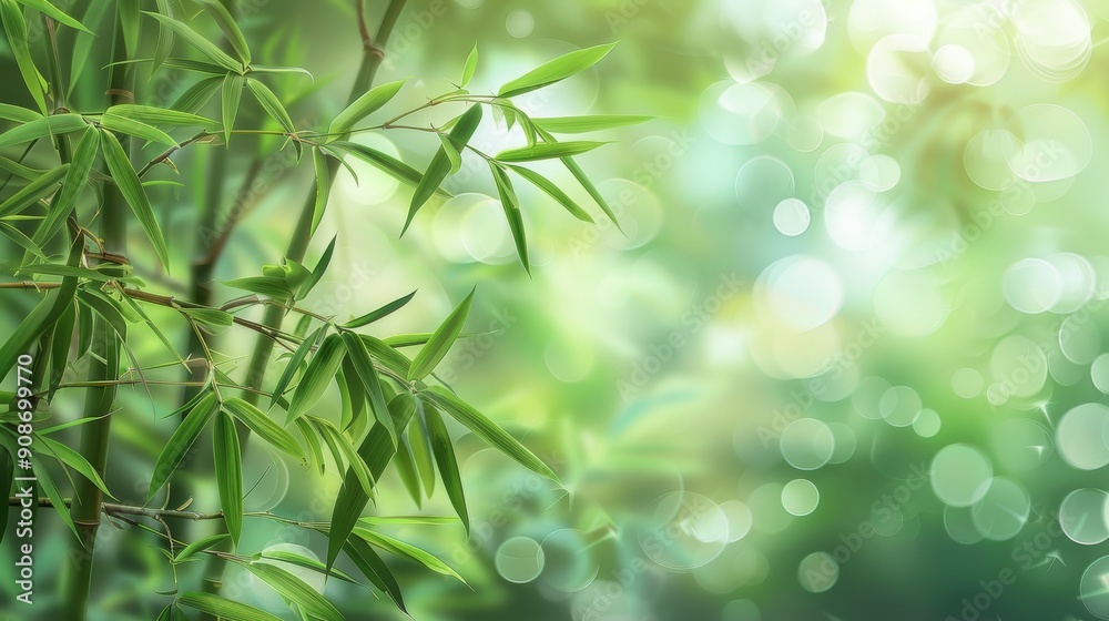 Realistic bamboo tree against green abstract background in nature detailed photography Realistic bamboo tree against green abstract background in nature detailed photography
