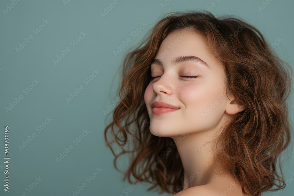 A close up of a girl's face with her eyes closed A close up of a girl's face with her eyes closed