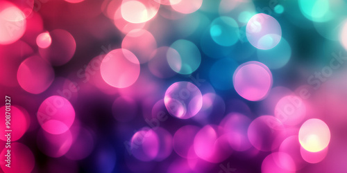 Purple, pink and blue defocused lights, bokeh bubbles pattern, abstract background	