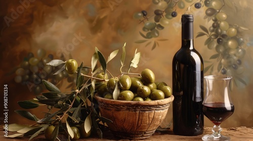 olives and wine