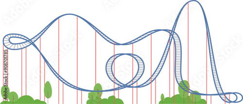 Amusement park ride color icon. Coaster attraction