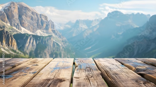 Wooden Plank Mountain Landscape