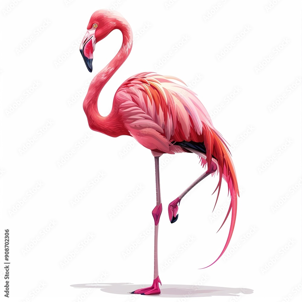 Fototapeta premium Flamingo Sustainable animal fashion cartoon isolated whitebackground 16:9