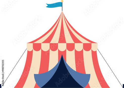 Carnival tent color icon. Funfair or circus symbol