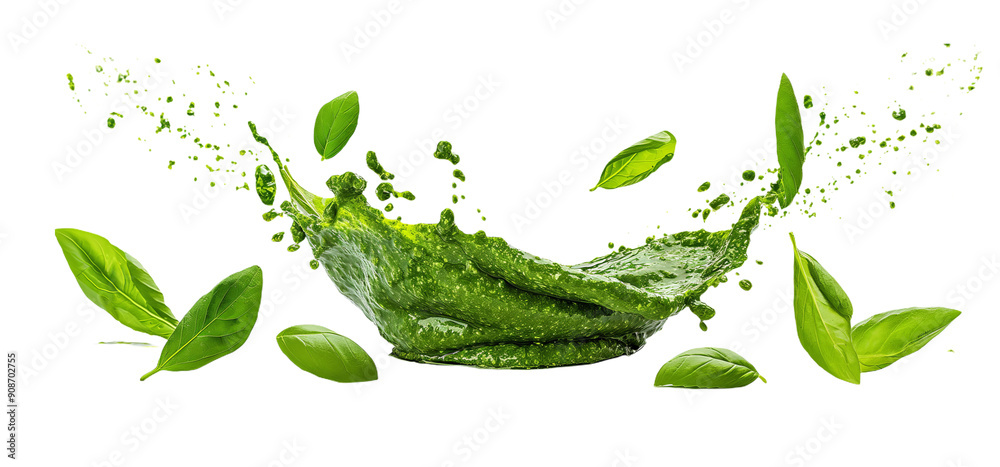 Green italian Pesto spread or splash isolated on white background. homemade spilled sauce made of ground basil top view isolated on transparent background Green italian Pesto spread or splash isolated on white background. homemade spilled sauce made of ground basil top view isolated on transparent background