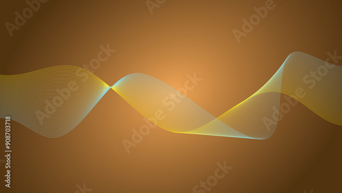 Brown gradient background with yellow and blue line wave