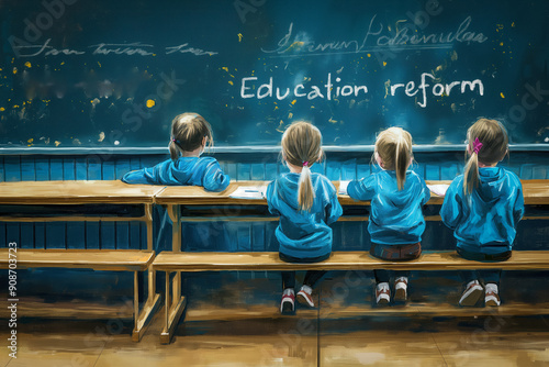 Education reform text illus...