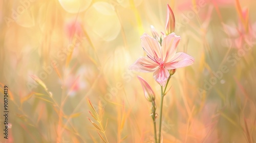 Vibrant Gaura Blossom Standing Tall in a Sunlit Meadow