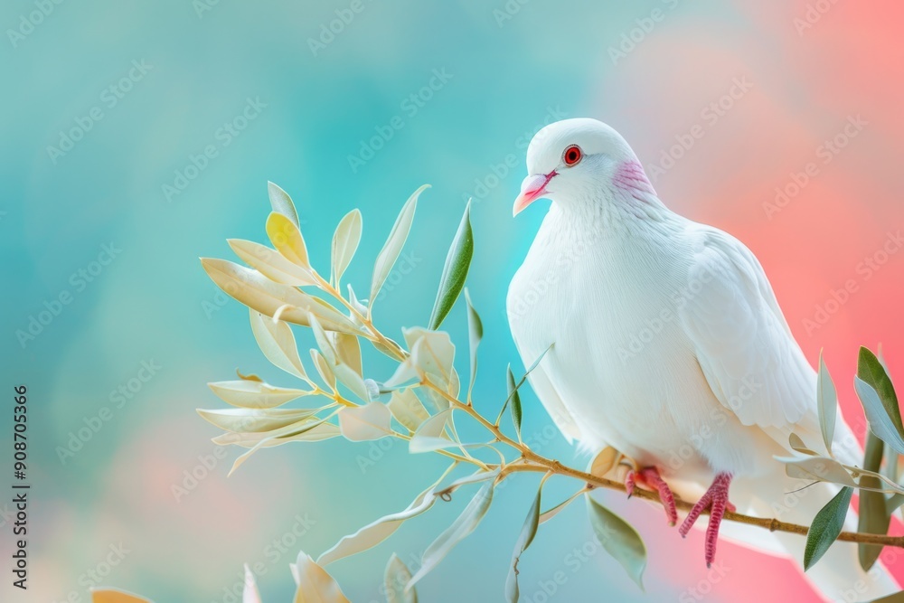 Background Peace. Beautiful White Dove Carrying Olive Branch with Tree Background Background Peace. Beautiful White Dove Carrying Olive Branch with Tree Background