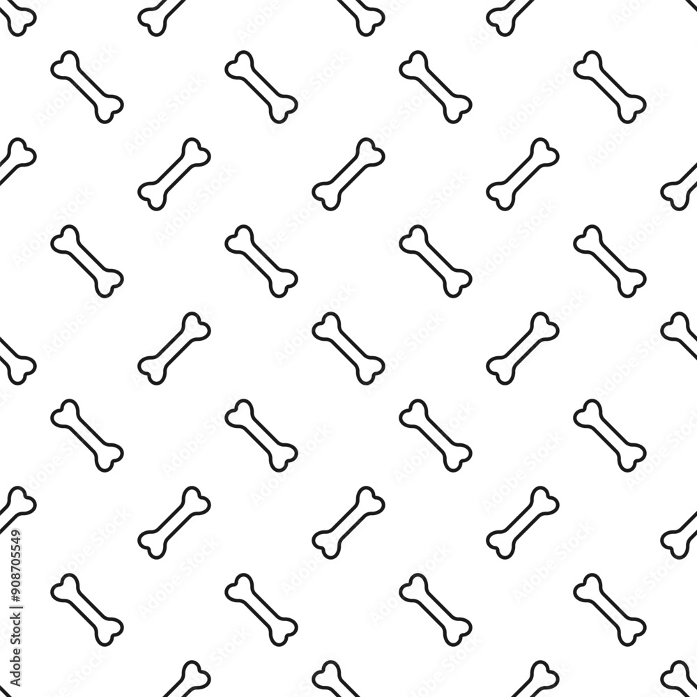 Black simple line bones on white background. Vector seamless pattern. Black simple line bones on white background. Vector seamless pattern.