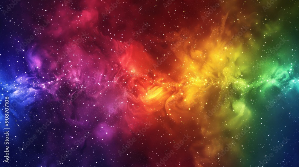 Naklejka premium Colorful Cosmic Nebula with Stars and Sparkles