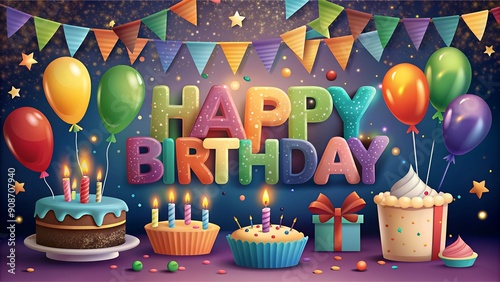 birthday cake with candles - Birthday Background - Birthday Party .
