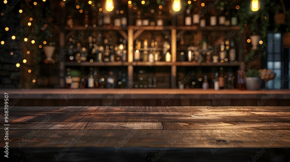 Wooden Tabletop in a Rustic Bar Setting Wooden Tabletop in a Rustic Bar Setting