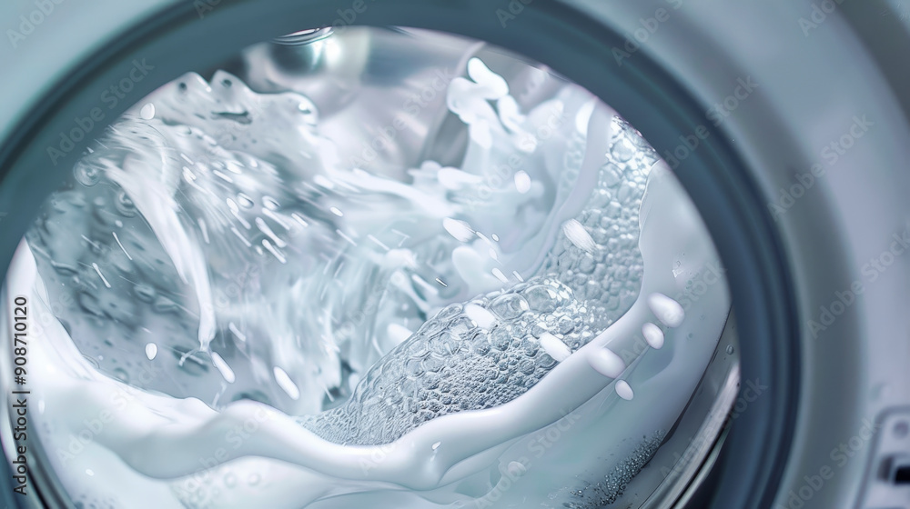 Close-up of washing machine bubbles, inside view Close-up of washing machine bubbles, inside view