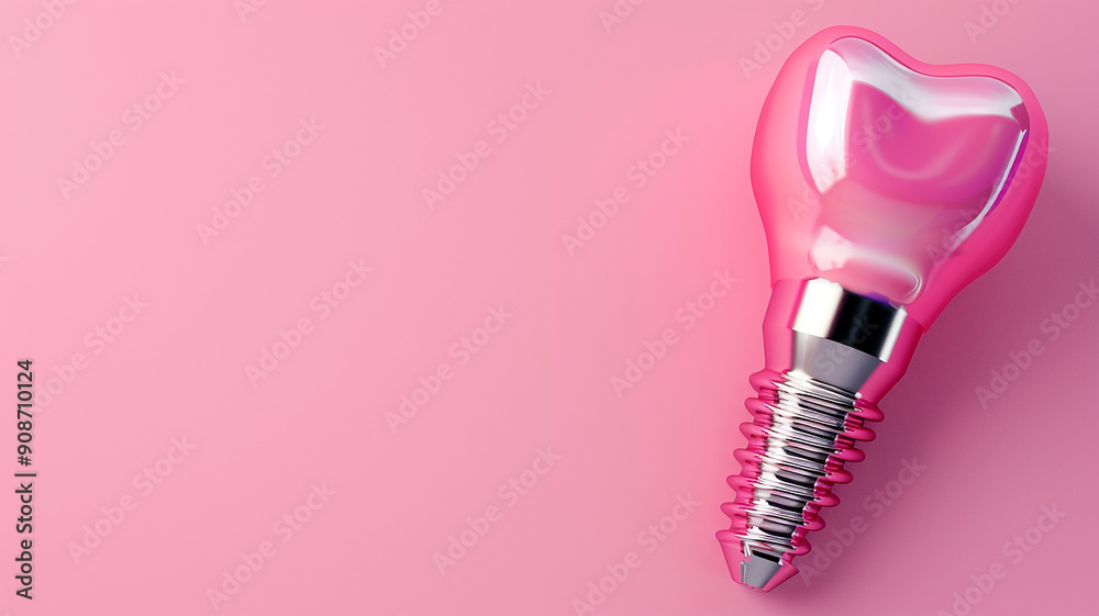 dental implant on pink background dental implant on pink background