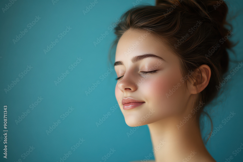 A close up of a girl's face with her eyes closed A close up of a girl's face with her eyes closed
