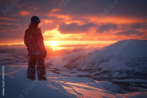 Snowboard sunset