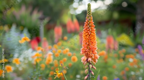 Graceful Eremurus Robustus Spike Standing Tall in Lush Vibrant Garden Setting photo
