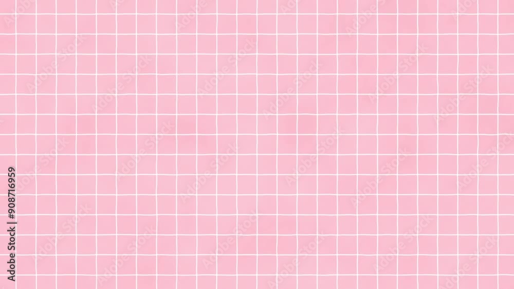 White grid lines on colored paper motion background. Doodle tile on grunge animated background. Pink, blue, yellow, green, pattern, graph, page, sheet.