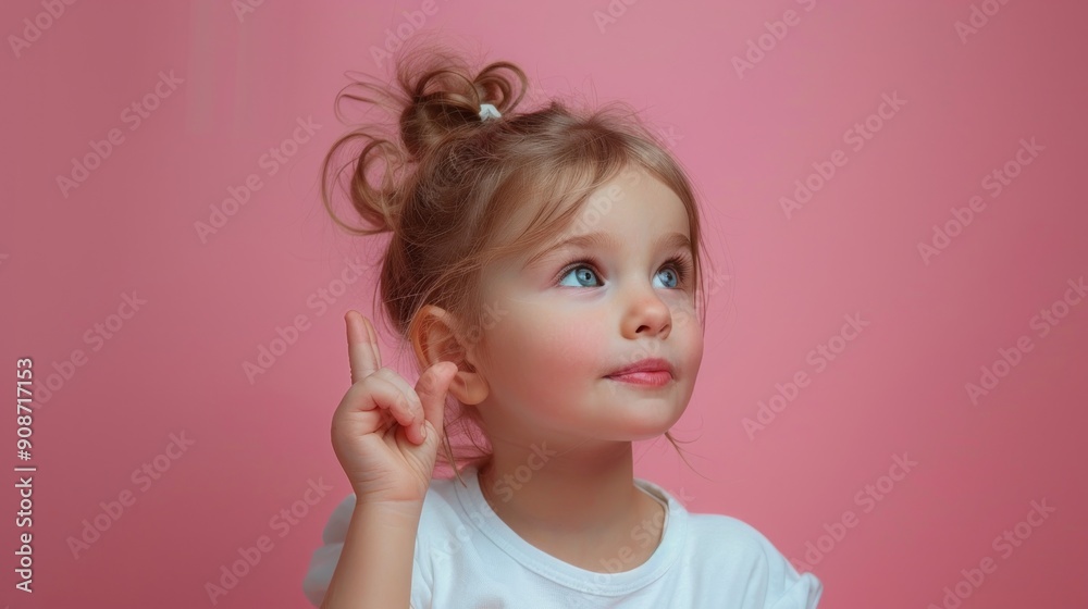 A adorable child with a playful expression against a pink background, showcasing innocence and curiosity with a hint of mischief. A adorable child with a playful expression against a pink background, showcasing innocence and curiosity with a hint of mischief.