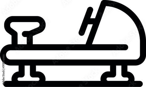 Line icon of a rowing machine, symbolizing exercise and fitness activities