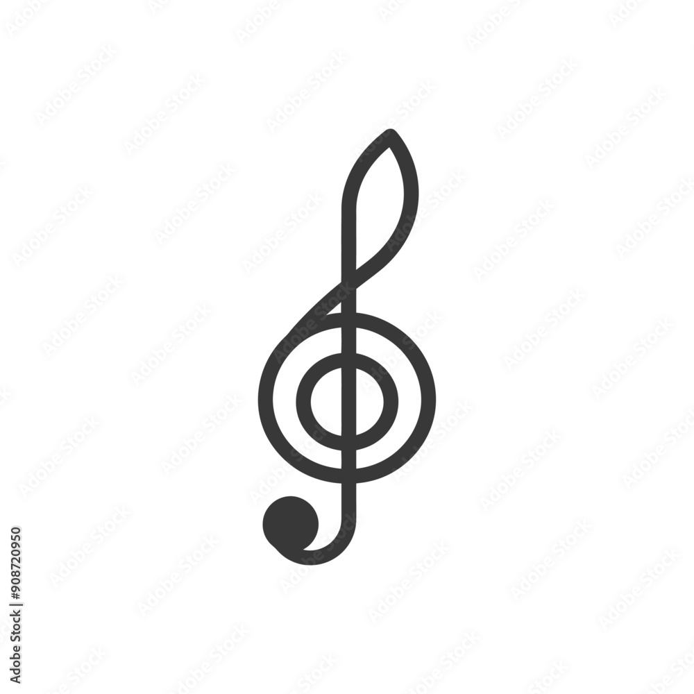 A Black and White Outline of a Treble Clef