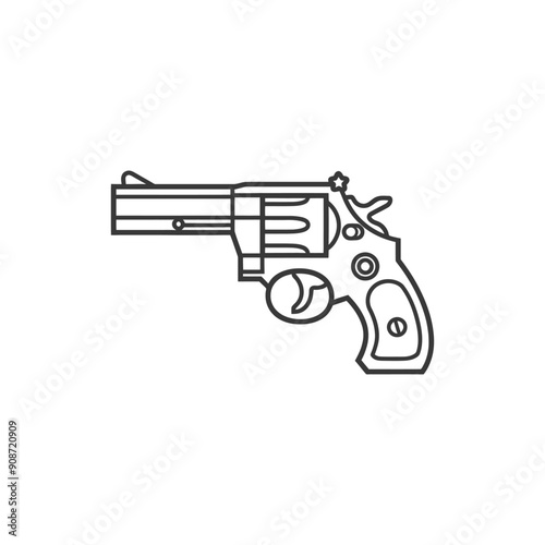 A Black and White Outline of a Revolver