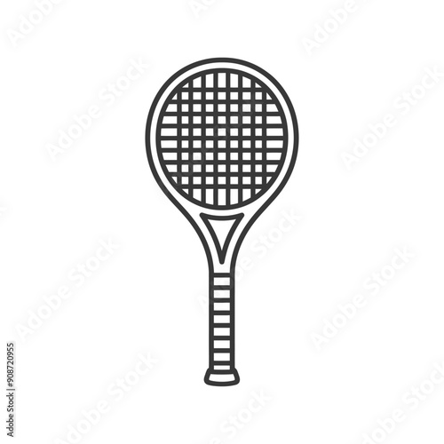 A Black and White Outline of a Tennis Racket