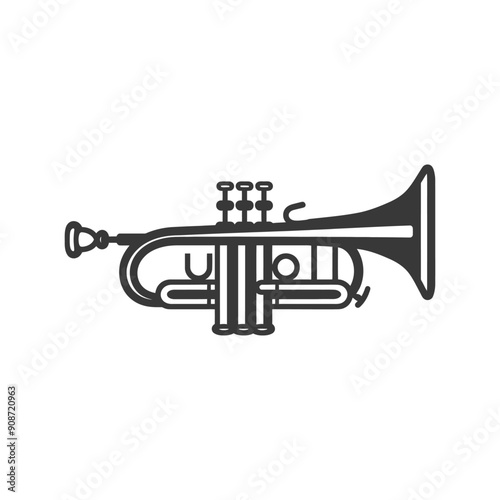 A Black and White Outline of a Trumpet
