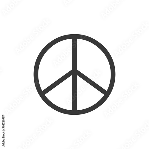 A black and white peace symbol graphic