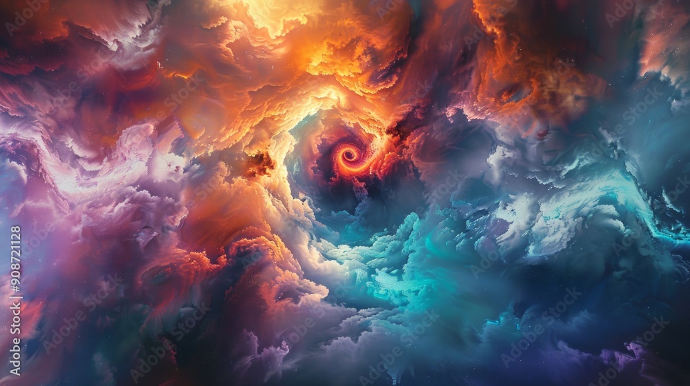 Fototapeta premium Vivid Swirling Nebula in Deep Space