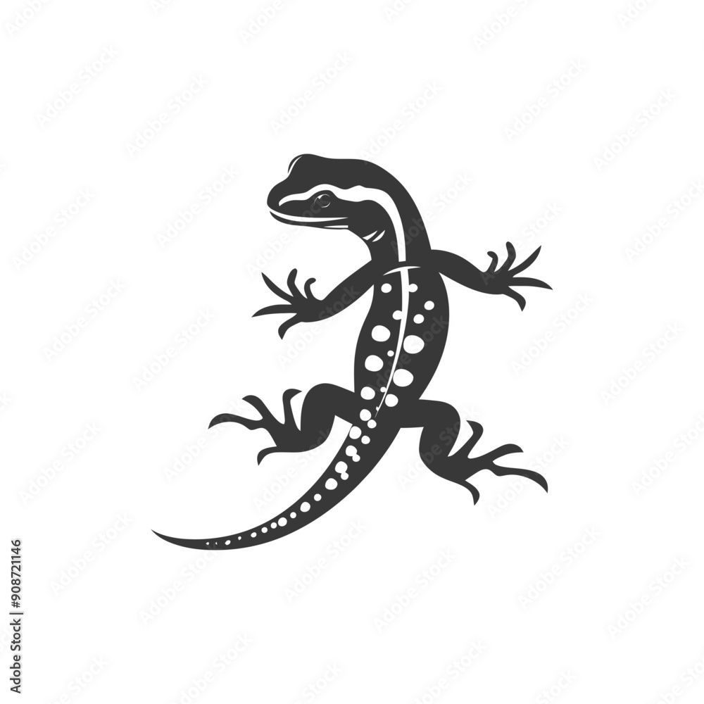 Naklejka premium A Black and White Silhouette of a Spotted Lizard
