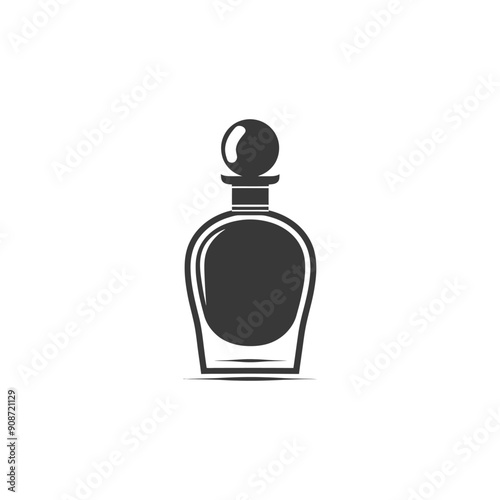 A Black and White Silhouette of a Perfume Bottle