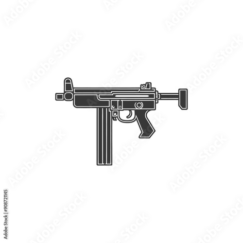 A Black and White Silhouette of a Submachine Gun