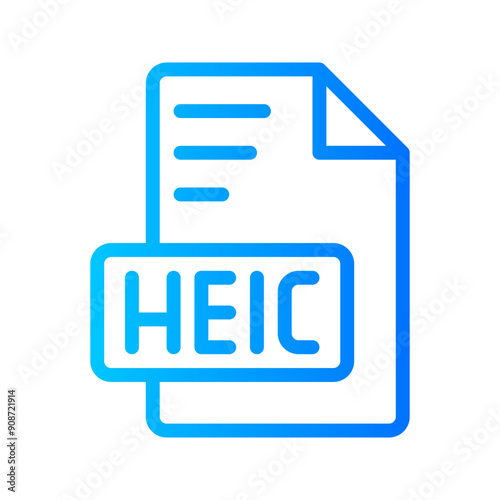 Heic Document file picture gradient icon. format file type icons symbol, Extension, type data, vector illustration.