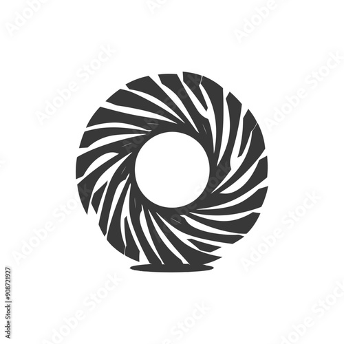 Abstract circular design with radial lines and a central void