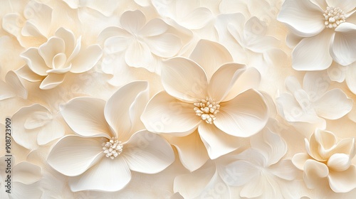 Delicate petals in soft beige and cream, forming a graceful and tranquil floral composition