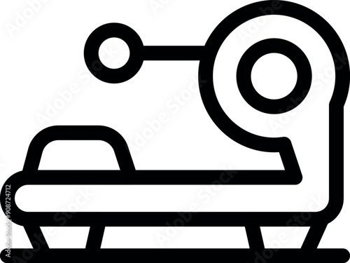 Black outline icon representing a leg press machine being used for leg exercises in the gym