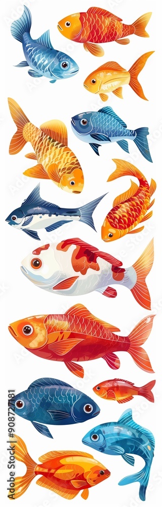 wallpaper with colorful fish on white background wallpaper with colorful fish on white background