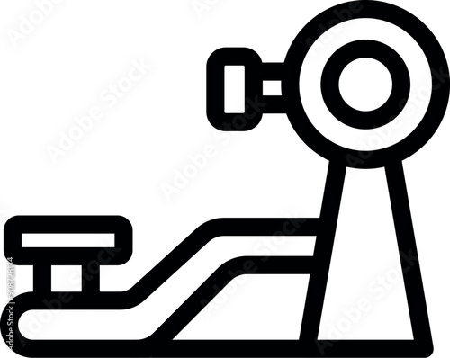 Black outline icon of a leg press machine for exercising leg muscles
