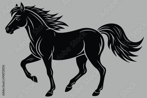 horse silhouette isolated on white