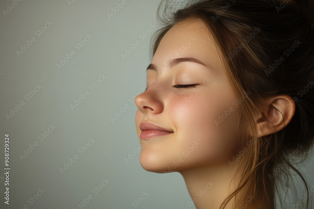 A close up of a girl's face with her eyes closed A close up of a girl's face with her eyes closed