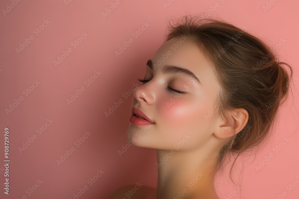 A close up of a girl's face with her eyes closed A close up of a girl's face with her eyes closed