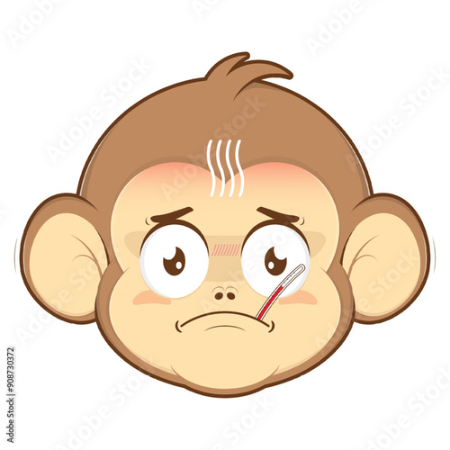 monkey sick face cartoon cute