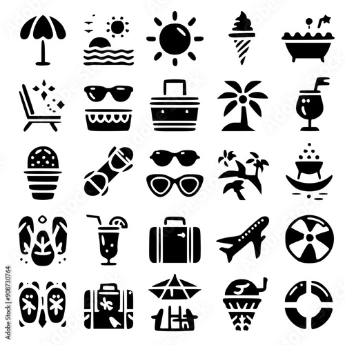 Set of Summer vacation icon.
