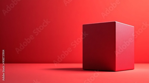 A red box is sitting on a red background