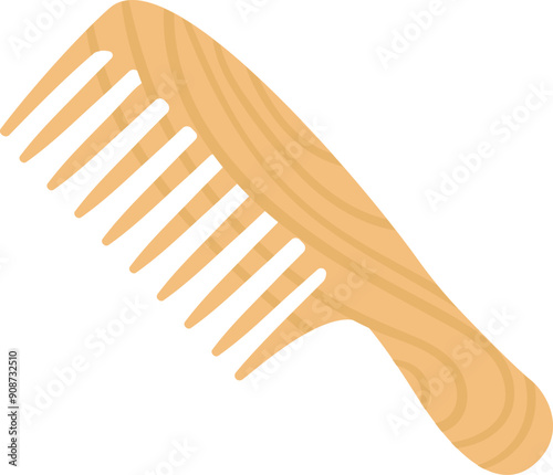 Wooden hair brush. Natural tool cartoon icon