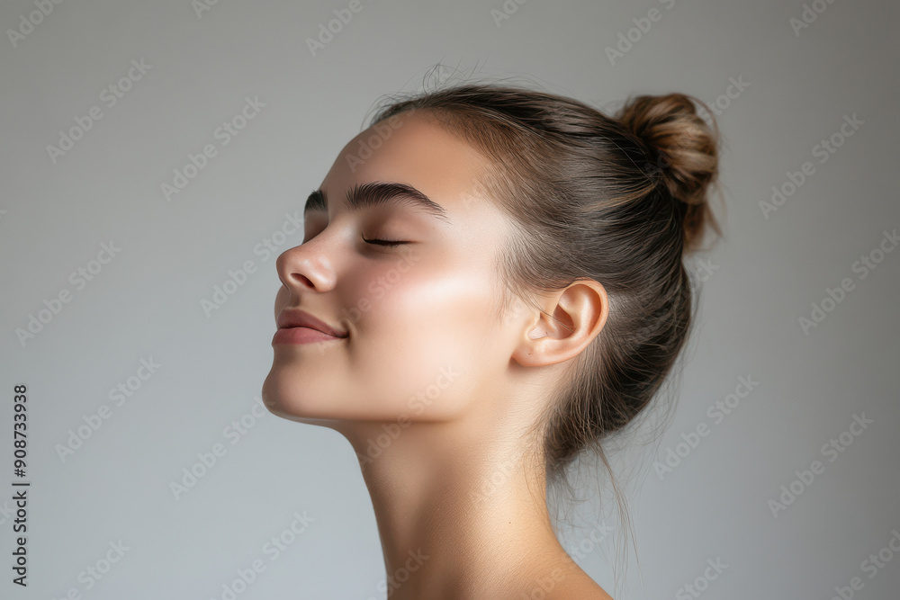 A close up of a girl's face with her eyes closed A close up of a girl's face with her eyes closed