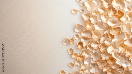 A close-up view of colored popcorn kernels scattered on a light background, perfect for movie night and snack-related themes.