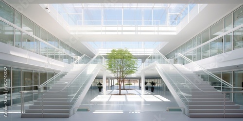 Atrium at St John's College by AGT Architects, a modern architectural marvel featuring clean lines, open spaces, and a harmonious blend of light and structure. photo